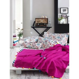 Bavlnená posteľná bielizeň Style 001- 160x200 cm + deka 180x220 cm fuchsia