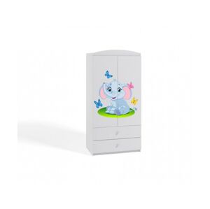 Dětská skříň Babydreams 90 cm slon s motýlky bílá