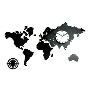 3D nalepovací hodiny Continents černo-bílé