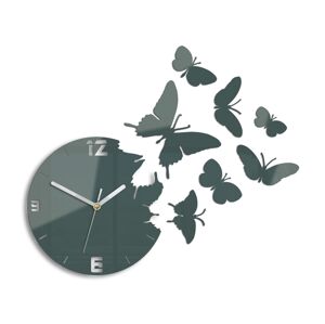 3D nalepovacie hodiny Butterfly tmavosivé