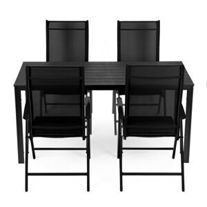 Sada zahradního nábytku - stůl + 4 židle Kandy černá