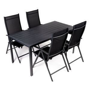 Sada zahradního nábytku - stůl + 4 židle Melok černá