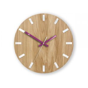 Nástěnné hodiny Simple Oak hnědo-fialové