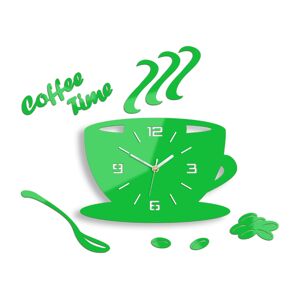 Nástěnné hodiny Coffee zelené