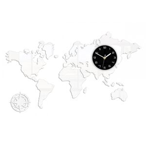 3D nalepovací hodiny Mapa světa bílé