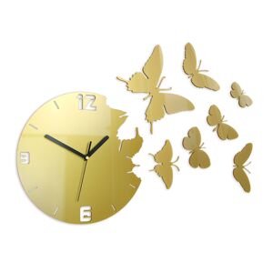 3D nalepovacie hodiny Butterfly zlaté